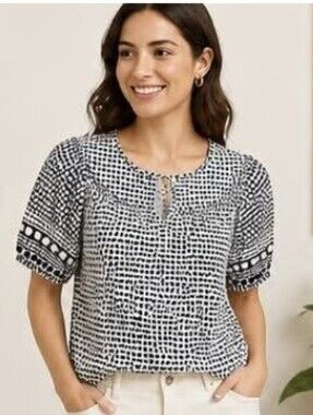 Loft Size XS Womens Top Puff Sleeves